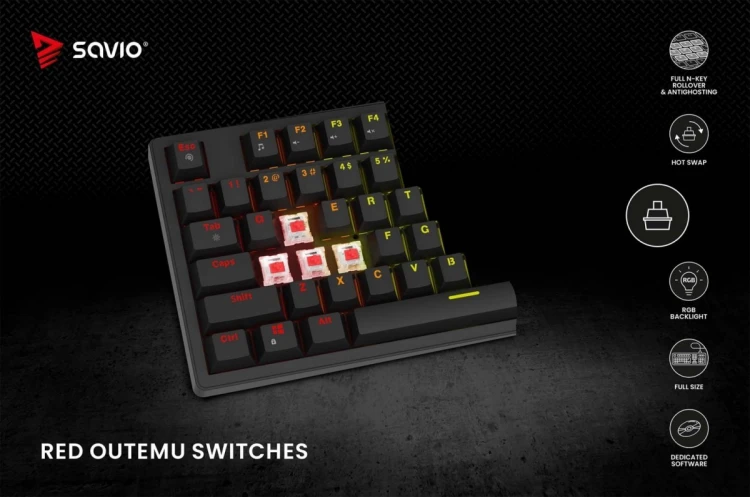 Savio Klawiatura mechaniczna STYX Outemu Red Hot Swap RGB