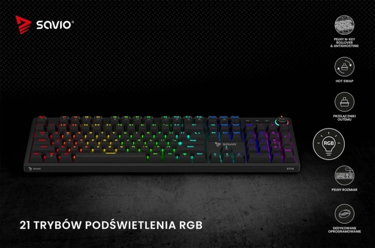 Savio Klawiatura mechaniczna STYX Outemu Red Hot Swap RGB