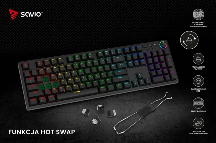 Savio Klawiatura mechaniczna STYX Outemu Red Hot Swap RGB