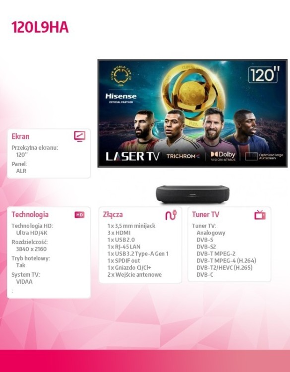 Hisense Telewizor Laser TV 120 cali 120L9HA