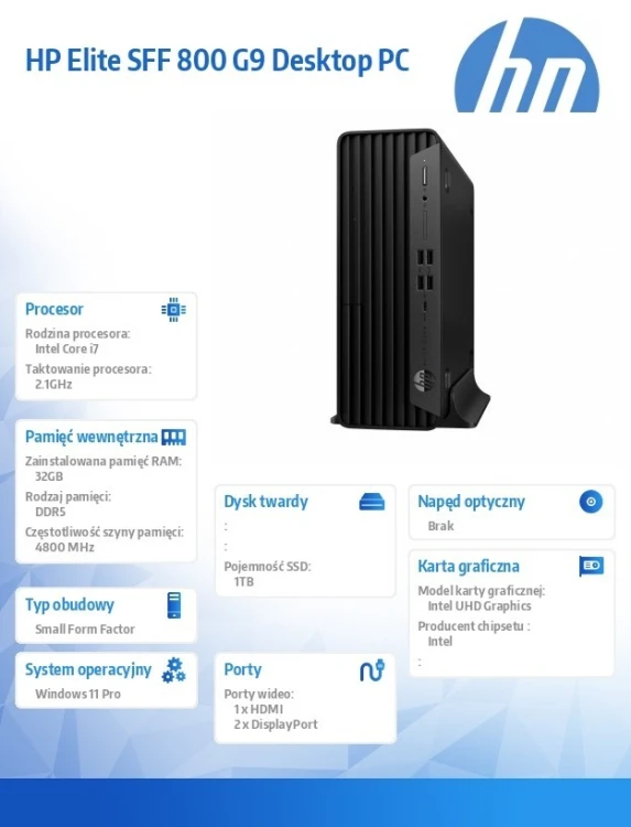 HP Inc. Komputer Elite 800 SFF G9 i7-14700 1TB/32GB/W11P      C61RGET
