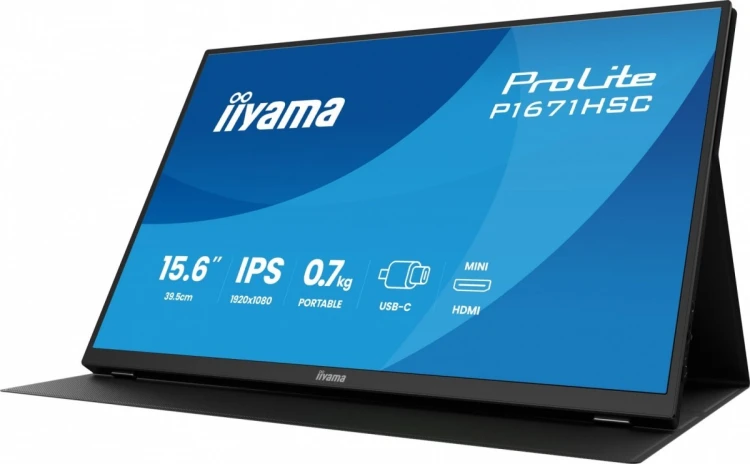 IIYAMA Monitor 15.6 cala P1671HSC-B1 IPS,FHD,miniHDMI,2xUSBC,250cd,8ms,2x1W,  0,7kg