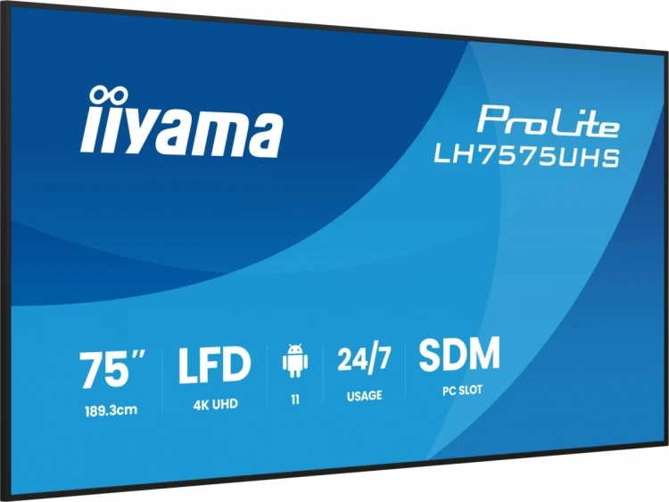 IIYAMA Monitor 75 cali LH7575UHS-B2AG,24/7,IPS,ANDROID.11,4K,  WiFi,         iiSignage2, FailOver, EShare, 24/7, full daisy chain