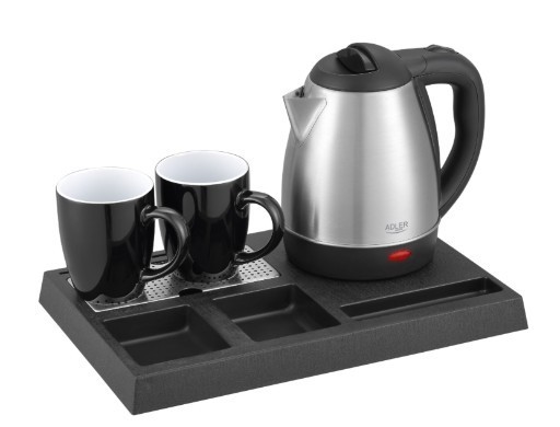 Adler Czajnik hotelowy 1.2l inox&tacka powitalna AD1354