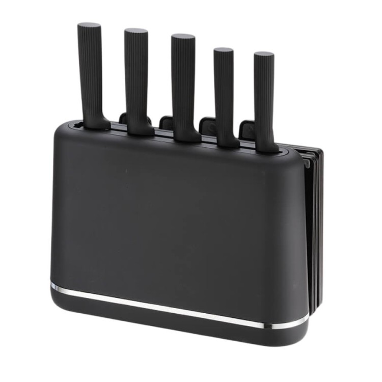 Feel-Maestro Zestaw noży + desek na podstawce MR-1412-BLACK