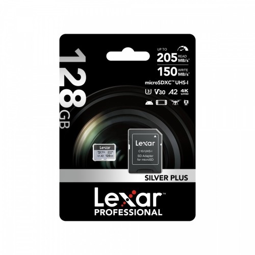 Lexar Karta pamięci microSD 128GB C10 A2 U3 V30 205/150MB/s Silver Plus