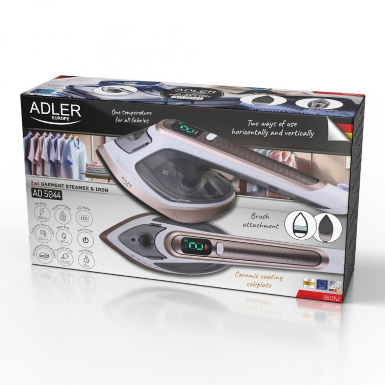 Adler Parownica do ubarń i żelazko 2w1 AD 5044