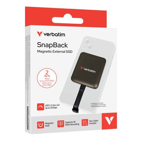 Verbatim SnapBack Magnetic Dysk SSD 2000GB MagSave 2TB Mocha Metalic                 Apple ProRes 4K 60kl/s