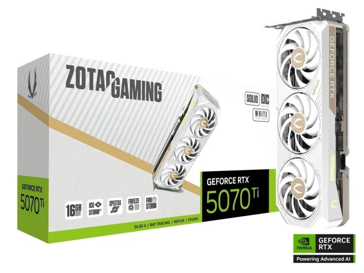 ZOTAC Karta graficzna GeForce RTX 5070 Ti SOLID CORE OC 16GB GDDR7 256bit 3DP/HDMI biała