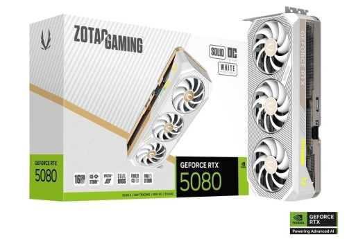 ZOTAC Karta graficzna GeForce RTX 5080 SOLID OC 16GB GDDR7 256bit 3DP/HDMI biała