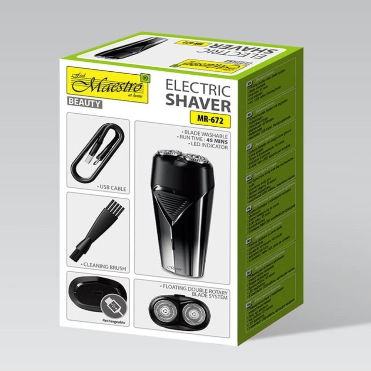 Feel-Maestro Golarka męska podróżna 2 głowice, USB  MR-672