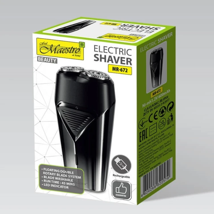 Feel-Maestro Golarka męska podróżna 2 głowice, USB  MR-672