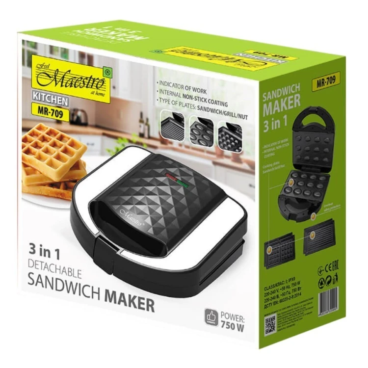 Feel-Maestro Opiekacz do kanapek / sandwich 3w1  MR-709