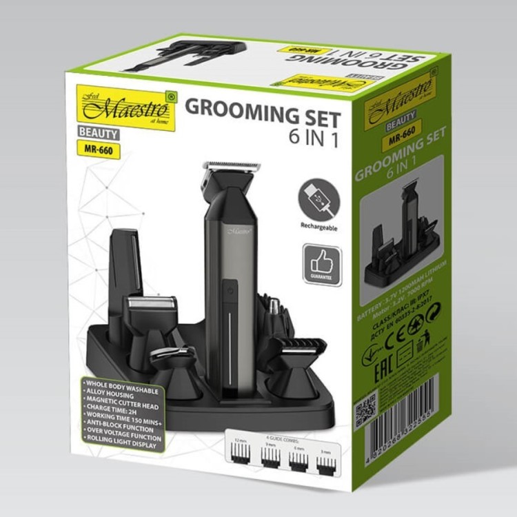 Feel-Maestro Zestaw do strzyżenia włosów 6w1 USB MR-660