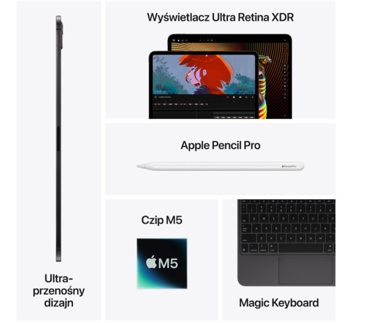 Apple iPad Pro 13-calowy Wi-Fi 2 TB ze szkłem o nanoteksturze - Gwiezdna czerń