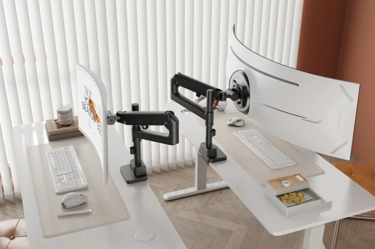 Digitus Ramię biurkowe pojedyncze z zaciskiem i sprężyną gazową 1x LCD max. 57" 27kg, VESA: 75x75, 100x100, czarne