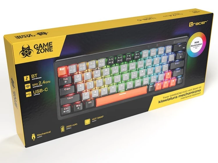 Tracer Klawiatura mechaniczna Gamezone EVO1 HOT SWAP 63 Szary