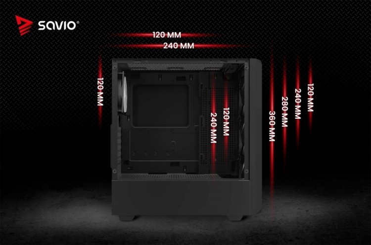 Savio Obudowa komputerowa NOCTIS GLASS RGB X1