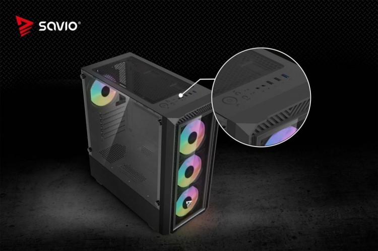 Savio Obudowa komputerowa NOCTIS GLASS RGB X1