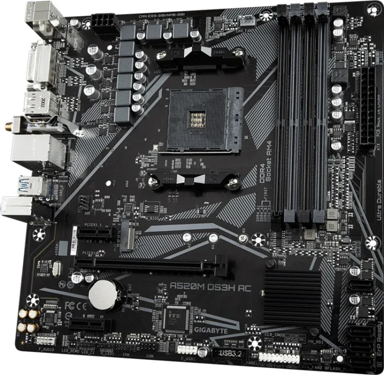 Gigabyte Płyta główna A520M DS3H AC AM4 4DDR4 /HDMI/DVI/DP M.2 mATX