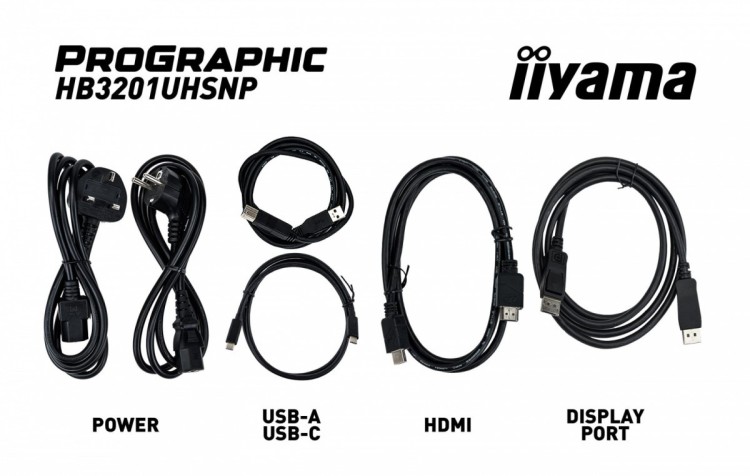 IIYAMA Monitor 31.5 cala ProGraphic HB3201UHSNP-B1 4K,IPS BLACK 2.0,450cd,VESA USB-c dock(PD:96W),HDMI,DP,DAISY/CHAIN,4xUSB,RJ45,3000:1,sRGB:100%,DCI-