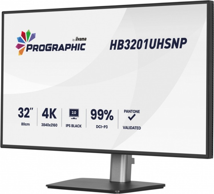 IIYAMA Monitor 31.5 cala ProGraphic HB3201UHSNP-B1 4K,IPS BLACK 2.0,450cd,VESA USB-c dock(PD:96W),HDMI,DP,DAISY/CHAIN,4xUSB,RJ45,3000:1,sRGB:100%,DCI-