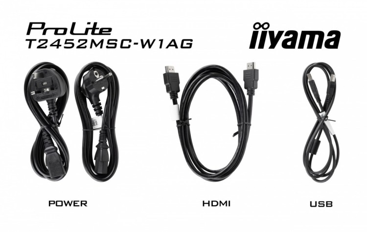 IIYAMA Monitor 24 cale T2452MSC-W1AG FHD,10PKT, POJ, IPS, HDMI, DP, 400cd, biały