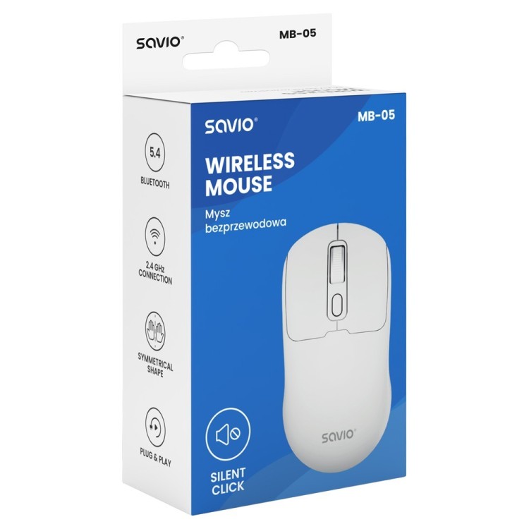 Savio Mysz bezprzewodowa MB-05 2.4 GHz Biała