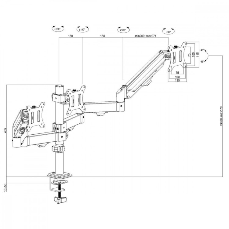 Maclean Uchwyt na 3 monitory 2-8 kg MC-137 17-27 cali