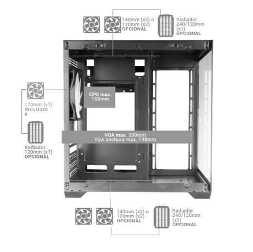 TACENS Obudowa MARS MC-VIEW2 BLACK mATX