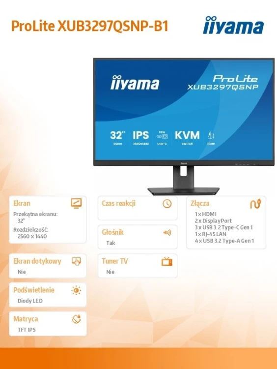 IIYAMA Monitor 32 cali XUB3297QSNP-B1 + Norton Small Business card 250G PL
