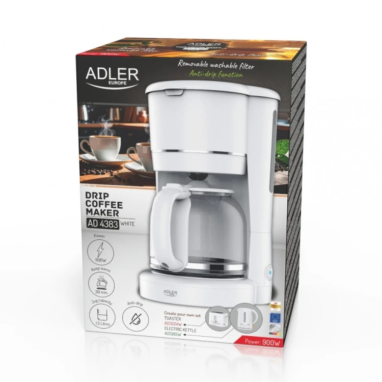 Adler *Ekspres przelewowy 1.5l bialy            AD 4383