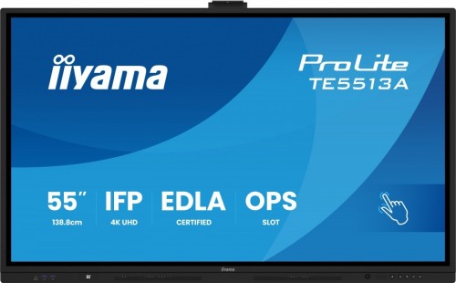 IIYAMA Monitor interaktywny 55 cali TE5513A-B2AG INFRARED,40pkt,IPS,4K,7H,500cd/m2,      WiFi,USB, ANDROID 14, Google EDLA,2x20W, UCHWYT ŚCIENNY