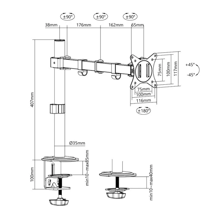 LogiLink Uchwyt na monitor, 17-32 cali, max 9kg