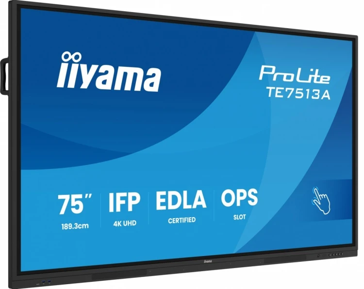 IIYAMA Monitor interaktywny 75 cali TE7513A-B2AG INFRARED,40pkt,IPS,4K,7H,500cd/m2,      WiFi,USB, ANDROID 14, Google EDLA,2x20W, UCHWYT ŚCIENNY