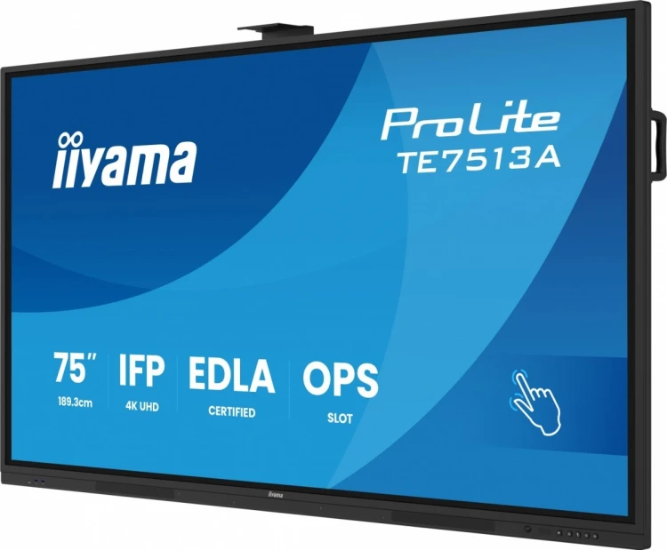 IIYAMA Monitor interaktywny 75 cali TE7513A-B2AG INFRARED,40pkt,IPS,4K,7H,500cd/m2,      WiFi,USB, ANDROID 14, Google EDLA,2x20W, UCHWYT ŚCIENNY