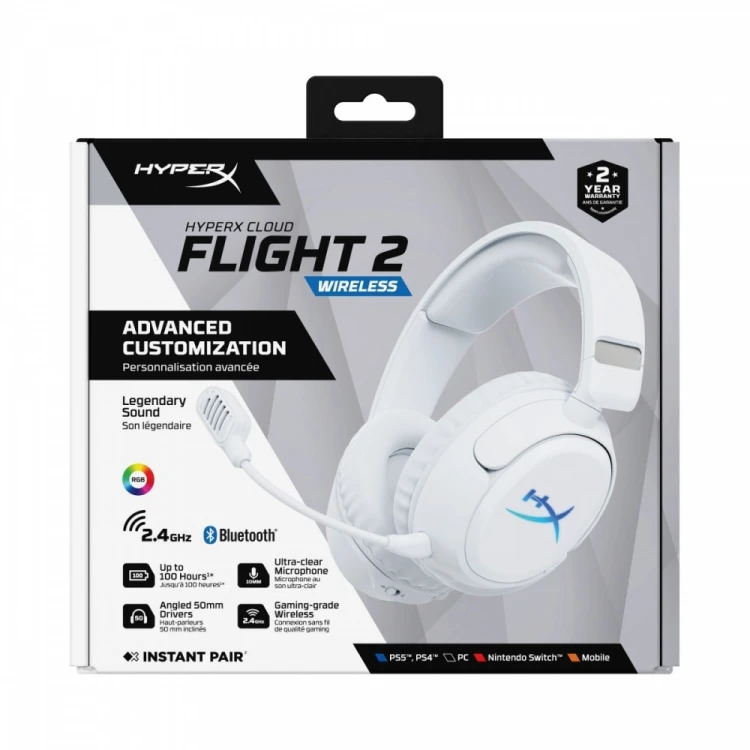 HyperX Zestaw słuchawkowy Cloud Flight 2 -  Gaming Biały - B5VC5AA