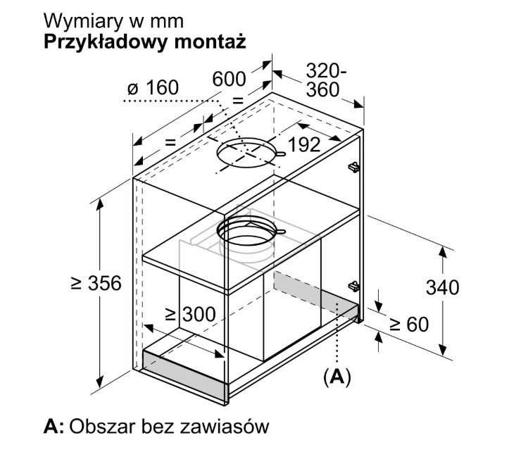 Bosch Okap zintegrowany DBB63BC60  Serie 2 czarny