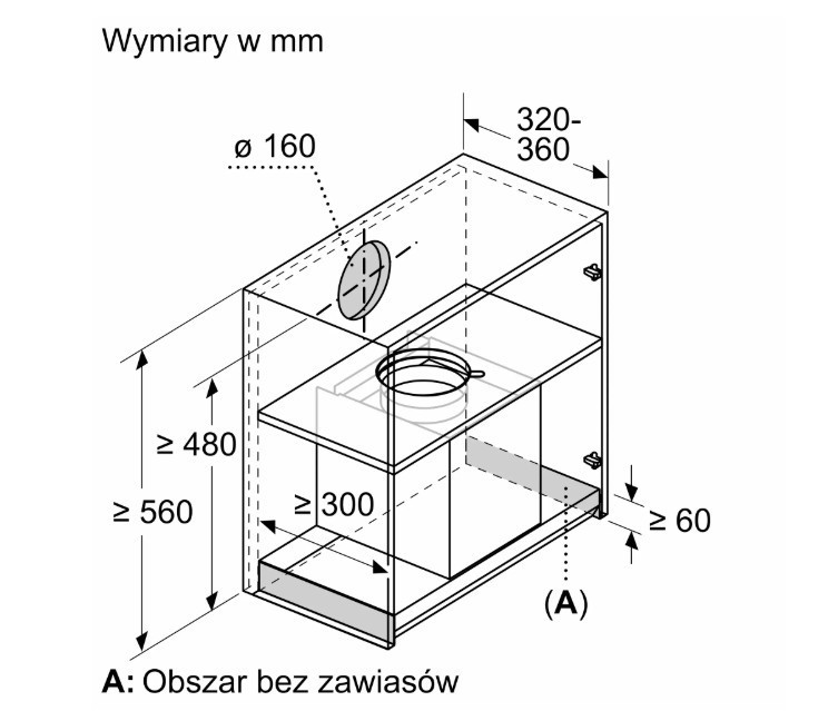 Bosch Okap zintegrowany DBB63BC60  Serie 2 czarny