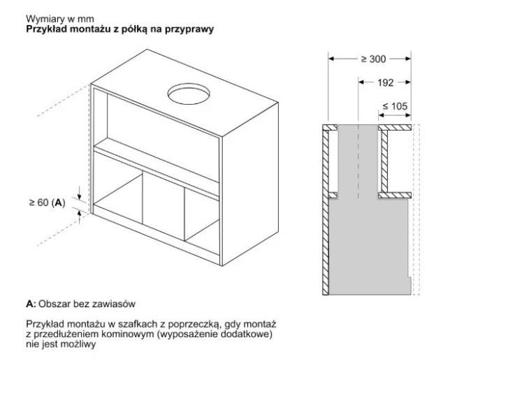 Bosch Okap zintegrowany DBB85CC60  Serie 4 80 czarny czyste szkło
