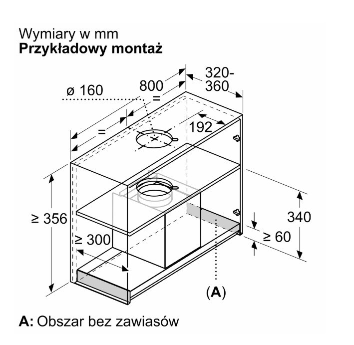 Bosch Okap zintegrowany DBB85CC60  Serie 4 80 czarny czyste szkło