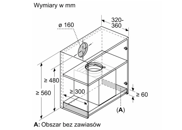 Bosch Okap zintegrowany DBB85CC60  Serie 4 80 czarny czyste szkło