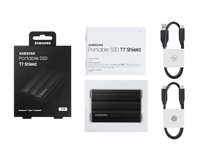 Samsung Dysk SSD T7 Shield 2TB USB 3.2, czarny