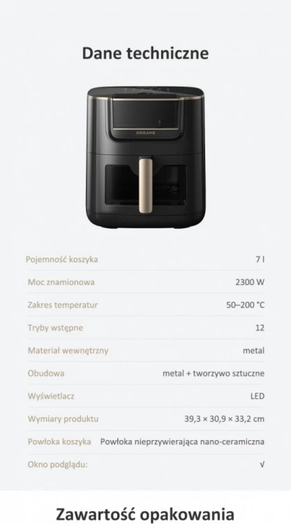 Dreame Airfryer AF30 czarny