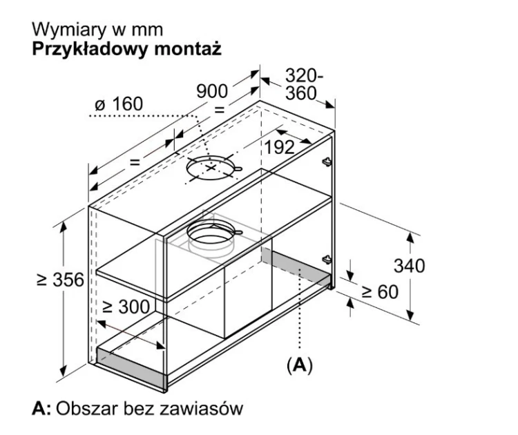 Bosch Okap zintegrowany Serie 6 90DBB97DP60 Okap Serie 6 90 czarne szkło, czarny