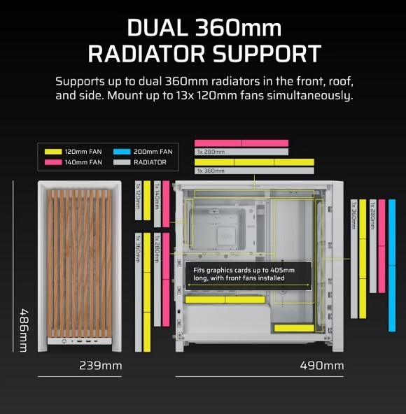 Corsair Obudowa FRAME 4000D RS Wood Mid-Tower White/Oak
