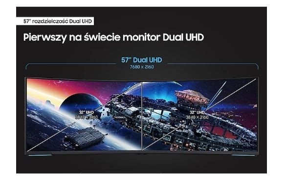 Samsung Samsung Monitor 57 cali G95NC VA 7680x2160 DUHD 32:9 3xHDMI 1xDP 2xUSB 3.0 KVM 1ms 240Hz HAS Gaming zakrzywiony 3Yd2d