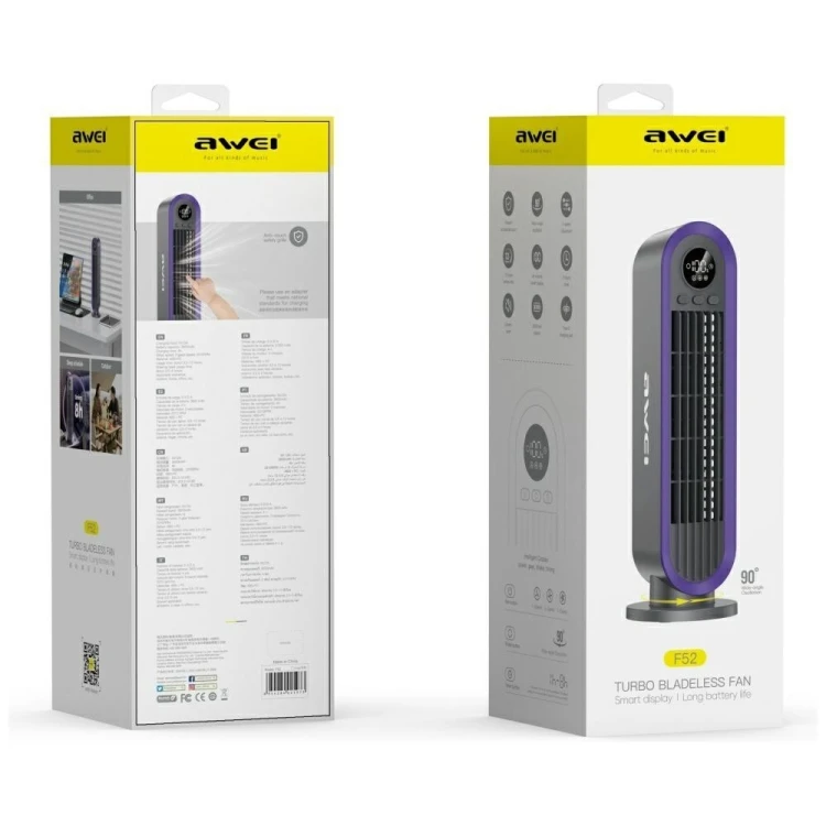 AWEI Wiatrak wentylator F52 kolumnowy 3600mAh szary