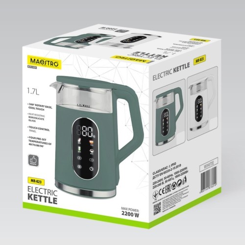 Feel-Maestro Czajnik elektryczny z regulacją temperatury 1,7l 2200W MR-023-GREEN