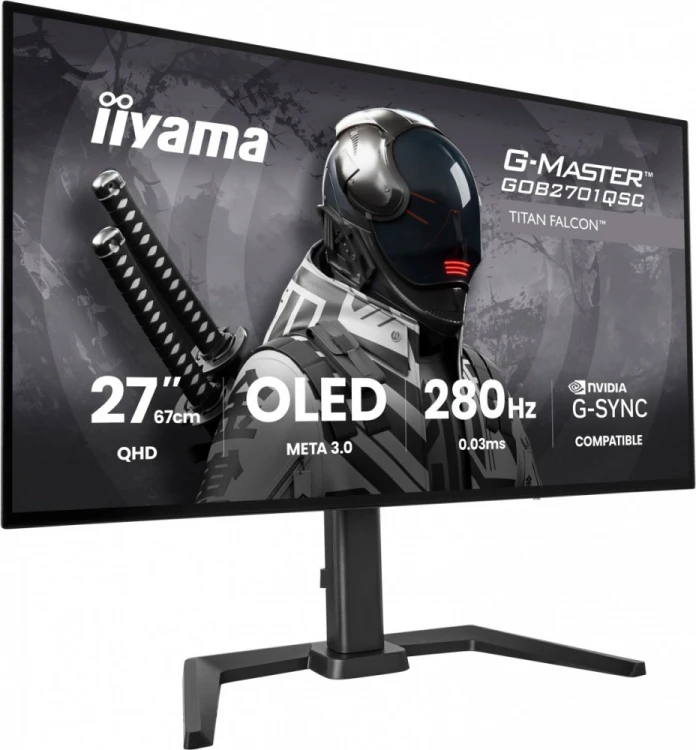 IIYAMA Monitor 27 cali GOB2701QSC-B1 OLED,280Hz,65W,2xHDMI,DP                1500 cd/m? (Szczytowa, HDR), 2560 x 1440, 1500000:1, 0.03ms, 2xHDMI,DP,US